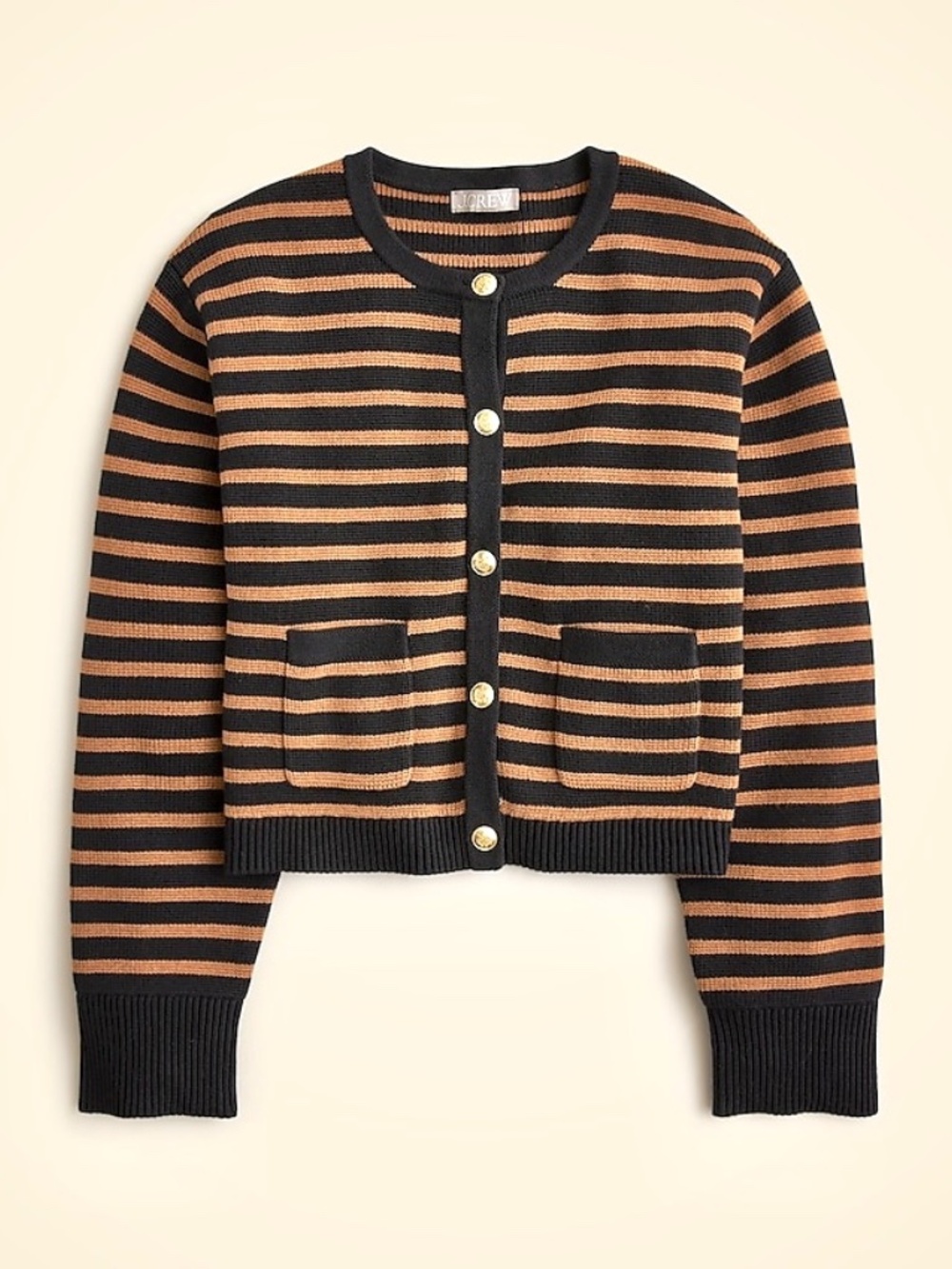 J. CREW Relaxed Emilie Button Sweater Lady Jacket in Black/Camel - NWT! - XL